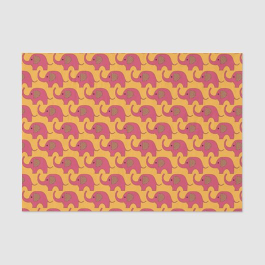 Cute Pink Elephant Pattern Tissuepapier (Voorkant)