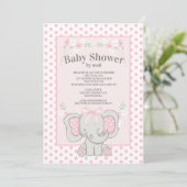 Cute Pink Elephant Polka Dots Baby shower by Mail Kaart (Staand voorkant)