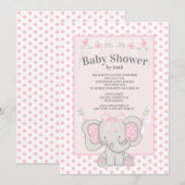 Cute Pink Elephant Polka Dots Baby shower by Mail Kaart (Voorkant / Achterkant)