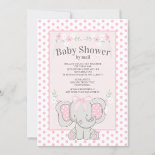 Cute Pink Elephant Polka Dots Baby shower by Mail Kaart