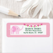 Cute Pink Elephant Return Address Etiket (Insitu)