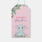 Cute Pink Elephant Safari Oerwoud Baby shower Cadeaulabel (Achterkant)