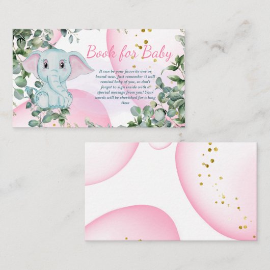 Cute Pink Elephant Safati Oerwoud Book for Baby Informatiekaartje (Voorkant / Achterkant)