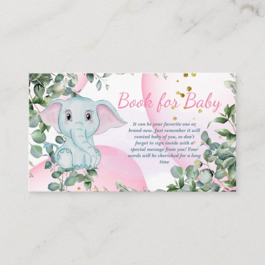 Cute Pink Elephant Safati Oerwoud Book for Baby Informatiekaartje (Voorkant)