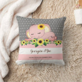 Cute Pink Elephant Sleeping op Sunflower Nursery Kussen (Deken)