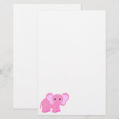 Cute Pink Elephant Stationery Briefpapier (Voorkant / Achterkant)