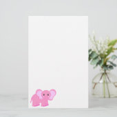 Cute Pink Elephant Stationery Briefpapier (Staand voorkant)