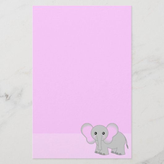 Cute Pink Elephant Stationery Briefpapier (Voorkant)