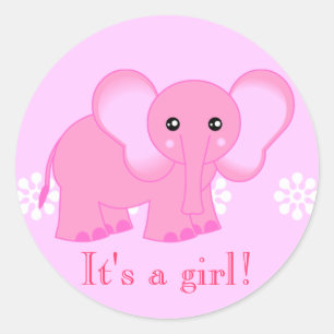 Cute Pink Elephant Stickers - Het is een meisje!