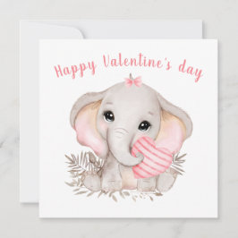 Cute Pink Elephant Valentijnsdag Kaart