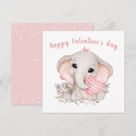 Cute Pink Elephant Valentijnsdag Kaart