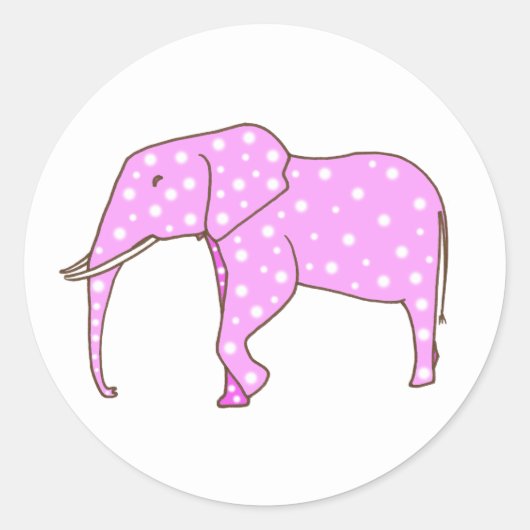 Cute Pink Elephant White Polka Dots Stickers (Voorkant)