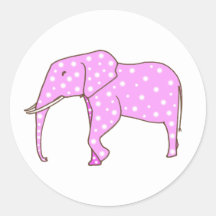 Cute Pink Elephant White Polka Dots Stickers
