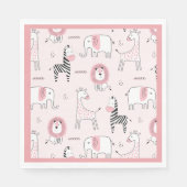 Cute Pink Elephant Zoo Animals Baby shower Servet (Voorkant)