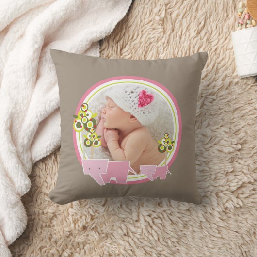 Cute Pink Elephants Forest Baby Girl Foto Kussen (Deken)