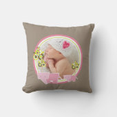 Cute Pink Elephants Forest Baby Girl Foto Kussen (Voorkant)