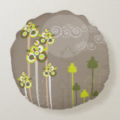 Cute Pink Elephants Forest Baby Girl Foto Rond Kussen (Achterkant)