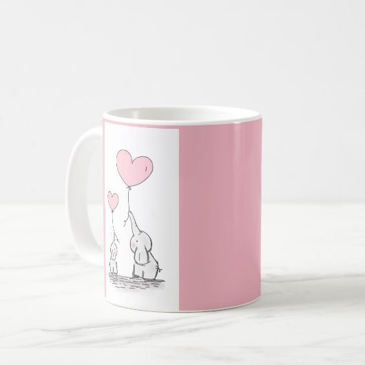 Cute Pink Elephants Koffiemok (Voorkant links)