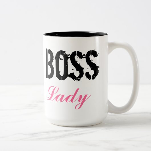 Cute Pink en Black Boss Lady Coffee-Mok Tweekleurige Koffiemok (Rechts)