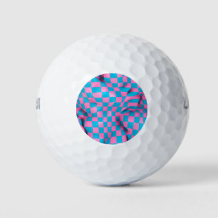 Cute Pink en Blue Abstract Checkerboard Pattern Golfballen