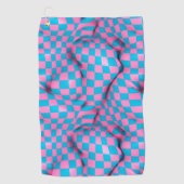 Cute Pink en Blue Abstract Checkerboard Pattern Golfhanddoek (Voorkant)