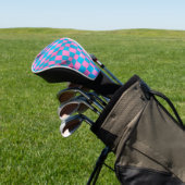 Cute Pink en Blue Abstract Checkerboard Pattern Golfheadcover (Insitu)