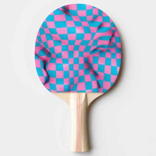 Cute Pink en Blue Abstract Checkerboard Pattern Tafeltennisbatje (Voorkant)