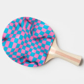 Cute Pink en Blue Abstract Checkerboard Pattern Tafeltennisbatje (Zijkant)
