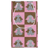 Cute Pink en Brown Elephant Polka Dots Klein Cadeauzakje (Achterkant)