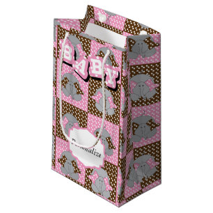 Cute Pink en Brown Elephant Polka Dots Klein Cadeauzakje