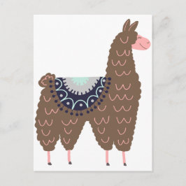 Cute Pink en Brown Llama Briefkaart