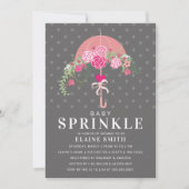 Cute Pink en Gray Floral Baby shower Kaart (Voorkant)