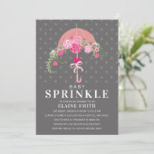 Cute Pink en Gray Floral Baby shower Kaart (Staand voorkant)