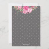 Cute Pink en Gray Floral Baby shower Kaart (Achterkant)
