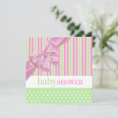 Cute Pink en Green Baby shower-uitnodiging Kaart (Staand voorkant)