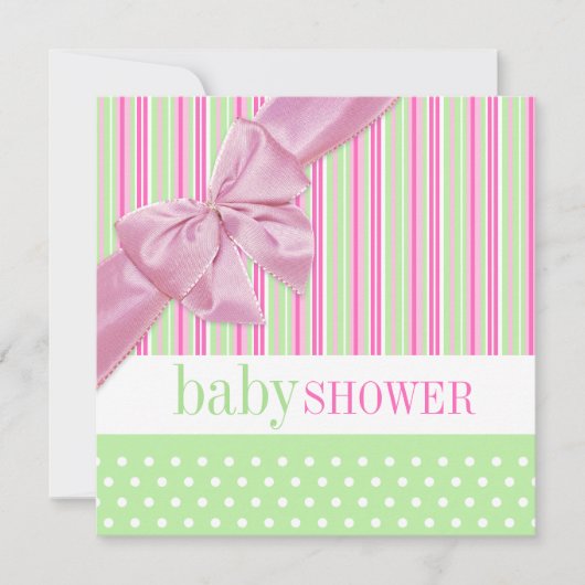 Cute Pink en Green Baby shower-uitnodiging Kaart (Voorkant)