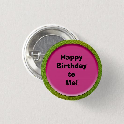 Cute Pink en Green Birthday Button (Voorkant /achterkant)