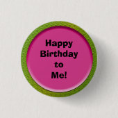 Cute Pink en Green Birthday Button (Voorkant)