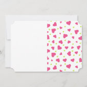 Cute Pink en Green Hearts Pattern Birthday Kaart (Achterkant)