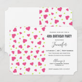 Cute Pink en Green Hearts Pattern Birthday Kaart (Voorkant / Achterkant)