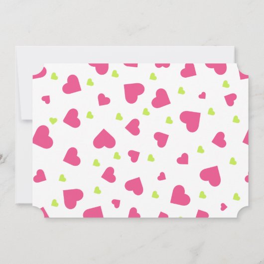 Cute Pink en Green Hearts Pattern Gender onthullin Kaart (Achterkant)