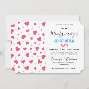 Cute Pink en Green Hearts Pattern Gender onthullin Kaart