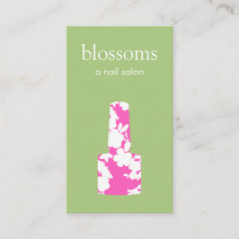 Cute Pink en Green Nail Salon Manicurist Visitekaartje