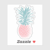 Cute Pink en Green Pineapple Illustratie Sticker (Vel)