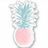 Cute Pink en Green Pineapple Illustratie Sticker (Voorkant)