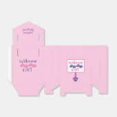 Cute Pink en Paarse Baby Girl Shower Signpost Bedankdoosjes (Uitgevouwen)