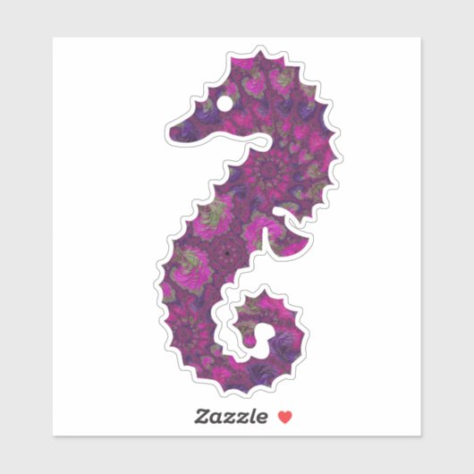Cute Pink en Paarse Fractal Seahorse Sticker (Vel)