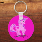 Cute Pink en Paarse Hearts Unicorn Sleutelhanger (Voorkant)