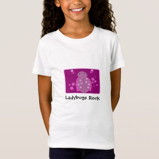 Cute Pink en Paarse Ladybug T-shirt (Voorkant)