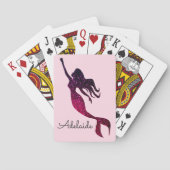 Cute Pink en Paarse Mermaid | Gepersonaliseerd non Pokerkaarten (Achterkant)